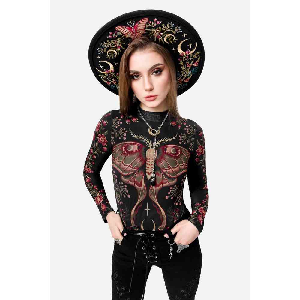 Restyle - Wilderwood Mesh Bodysuit - Zwart/Multicolours